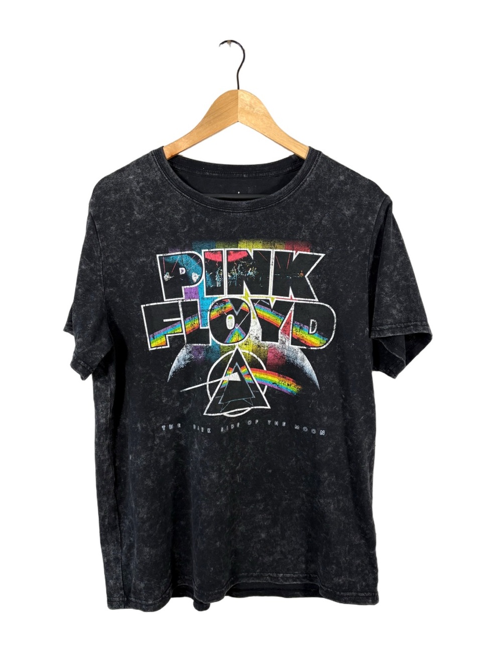 Pink Floyd Dark Side of the Moon T-Shirt Large Black Mineral Wash Band Tee